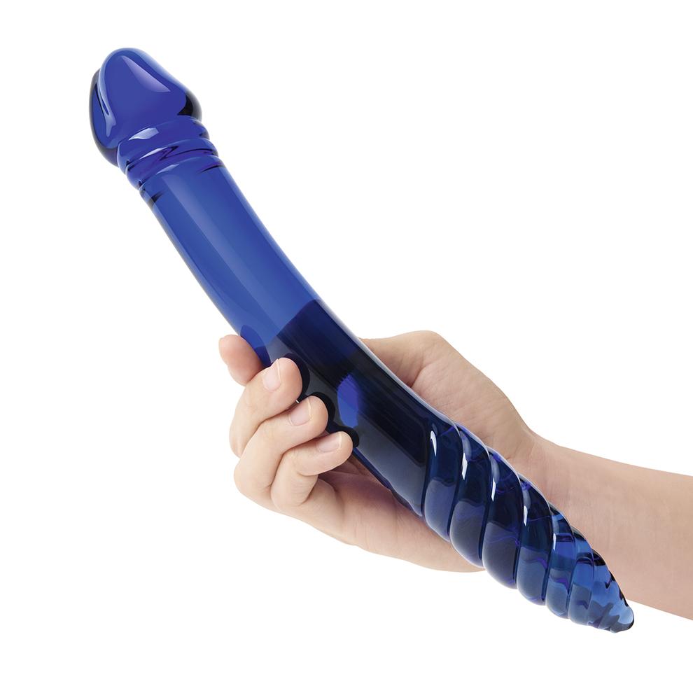 Discover unparalleled pleasure with Glas' 11" Doubl... Glass - 11" Double Dildo - Blue photo-5
