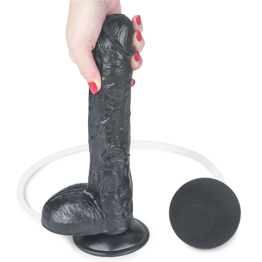 Enjoy lots of horny, squirting fun with this LoveToy squirt ... Lovetoy - 10" Squirt Extreme Dildo - Black photo-4