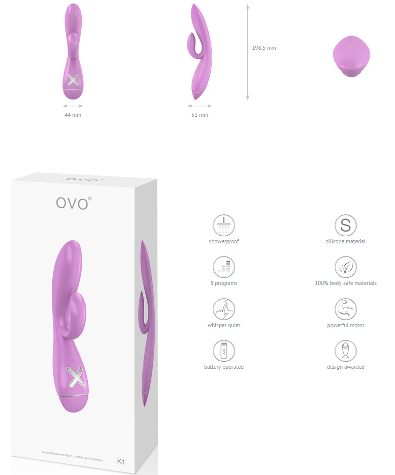 The German Designed K1 Rabbit from OVO Lifestyle Toys is rou... Ovo - K1 Rabbit Vibrator - Pink photo-4