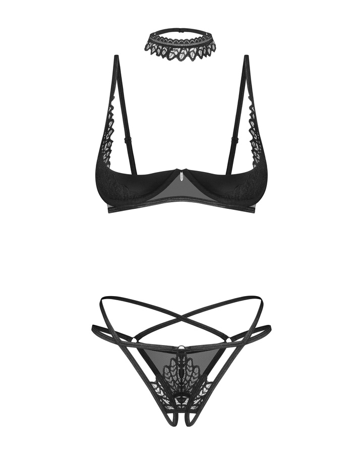 Dreaming of lingerie that can guarantee heat in the bedroom ... Obsessive - Donarella Crotchless 3pcs Set - Black - XS/S photo-4