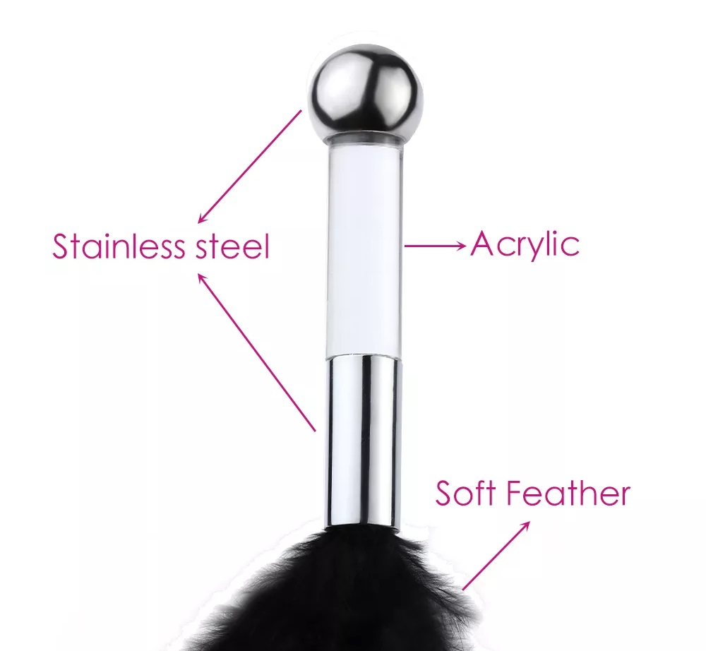 Luxury BDSM tickler is designed with soft feather and acryli... MT - Feather Tickler - Black/Gold photo-2