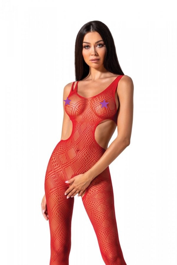 Amazing and incredibly sexy open crothless net-bodystocking ... Passion - Bodystocking BS085 - Red photo-4