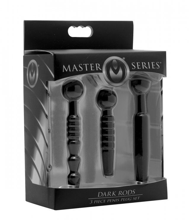 Delve into urethral play with three options of different tex... Master Series - Dark Rods 3 Piece Penis Plug Set - Black photo-4