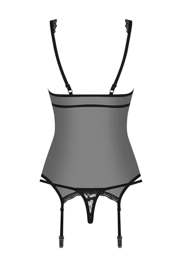 Beautiful temptress dressed in sexy flowers? That’s you babe... Obsessive - 856-COR-1 Corset & Thong - Black - S/M photo-8