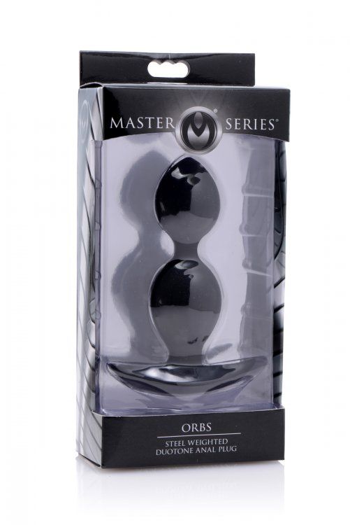 Interested in feeling something heavy shaking around in your... Master Series - Orbs Steel Weighted Duotone Silicone Anal Plug - Black photo-4