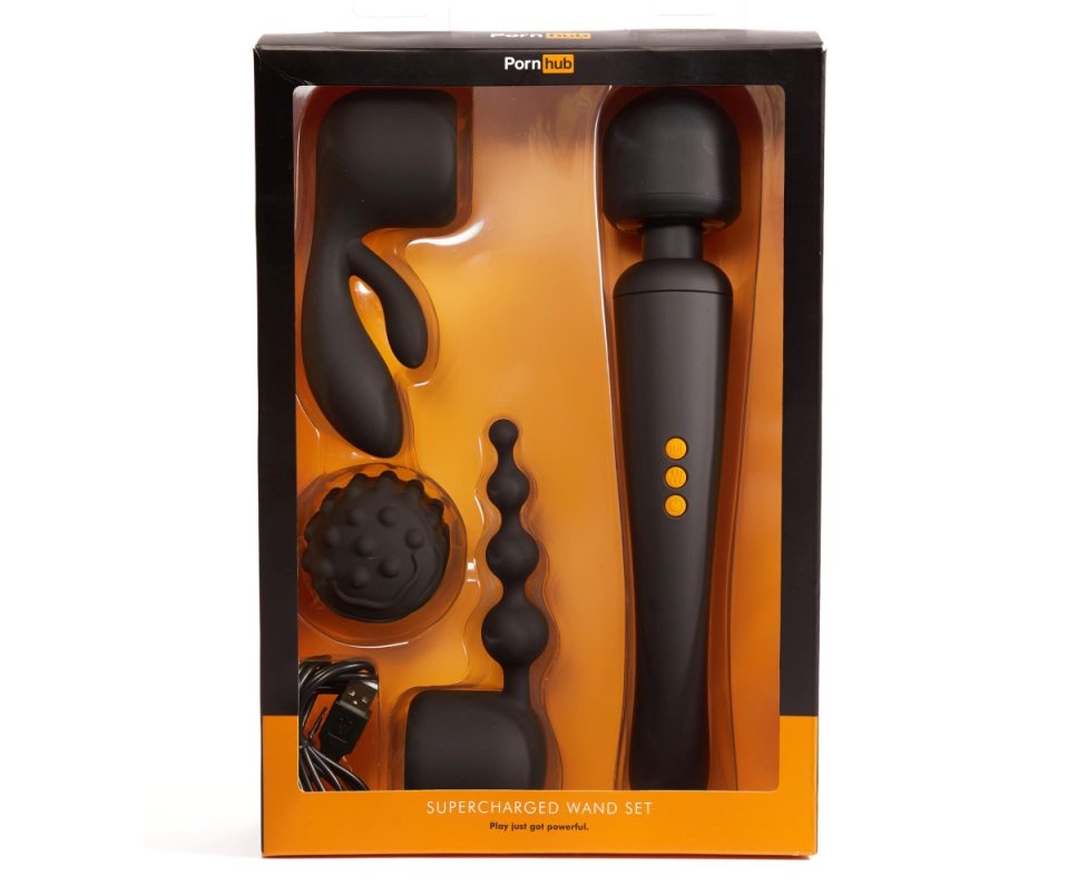 The Climax Rechargable Wand Set is a pleasure powerhouse tha... Pornhub - Climax Rechargable Wand Set - Black photo-11