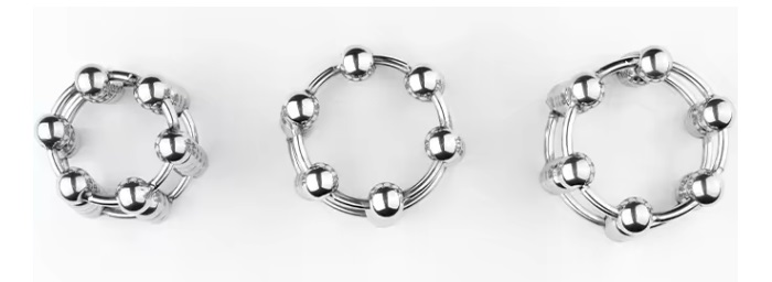 MT - 滑动球金属阴茎环 中码  照片-3