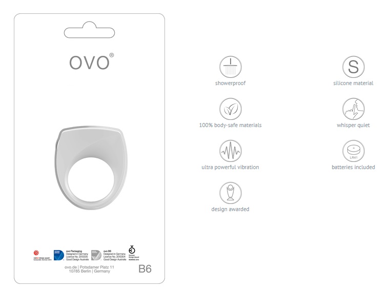ovo B6 is made of 100% body safe silicone, with soft and... Ovo - B6 Vibro Ring - White photo-5