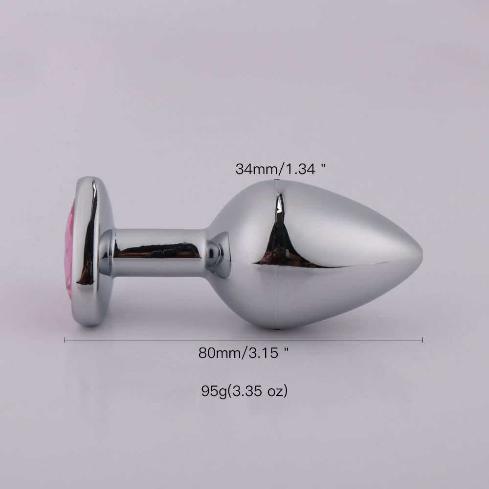 MT - 後庭塞 85x33mm - 銀色/粉紅色 照片-5