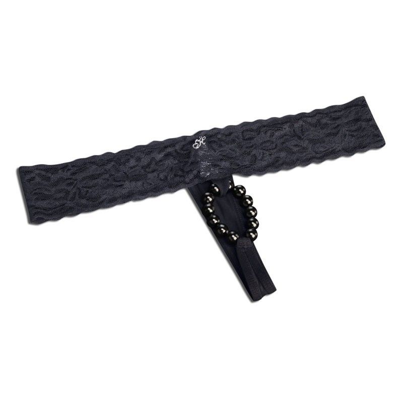 The stimulating Thon from the Hustler brand is as nice to lo... Hustler - Crotchless Stimulating Panties With Pearl Pleasure Beads - SM photo-3