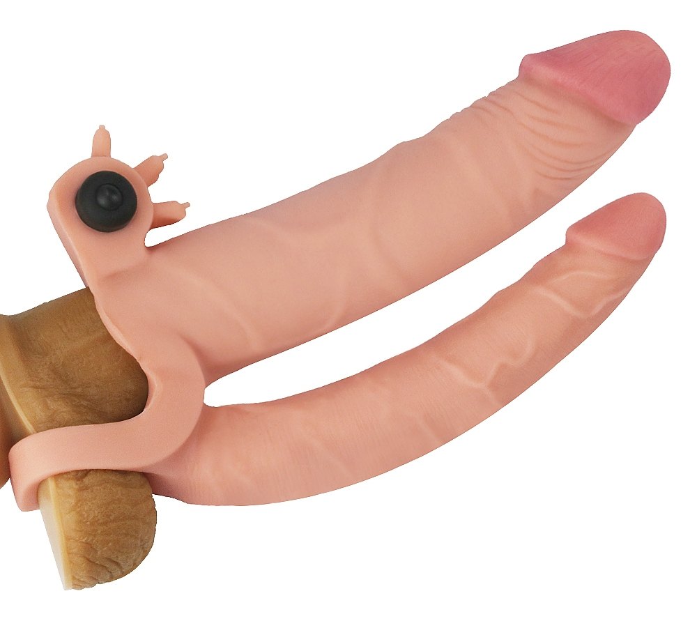 Intensify pleasure for both of you and add inches instantly ... Lovetoy - 1" Pleasure X Tender Double Sleeve - Flesh photo-4
