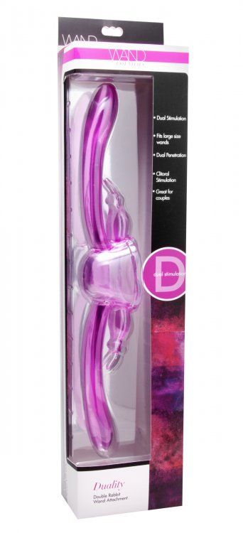 With the Double Rabbit Wand Attachment from Wand Essentials,... Wand Essentials - Duality Double Rabbit Wand Attachment - Purple photo-4