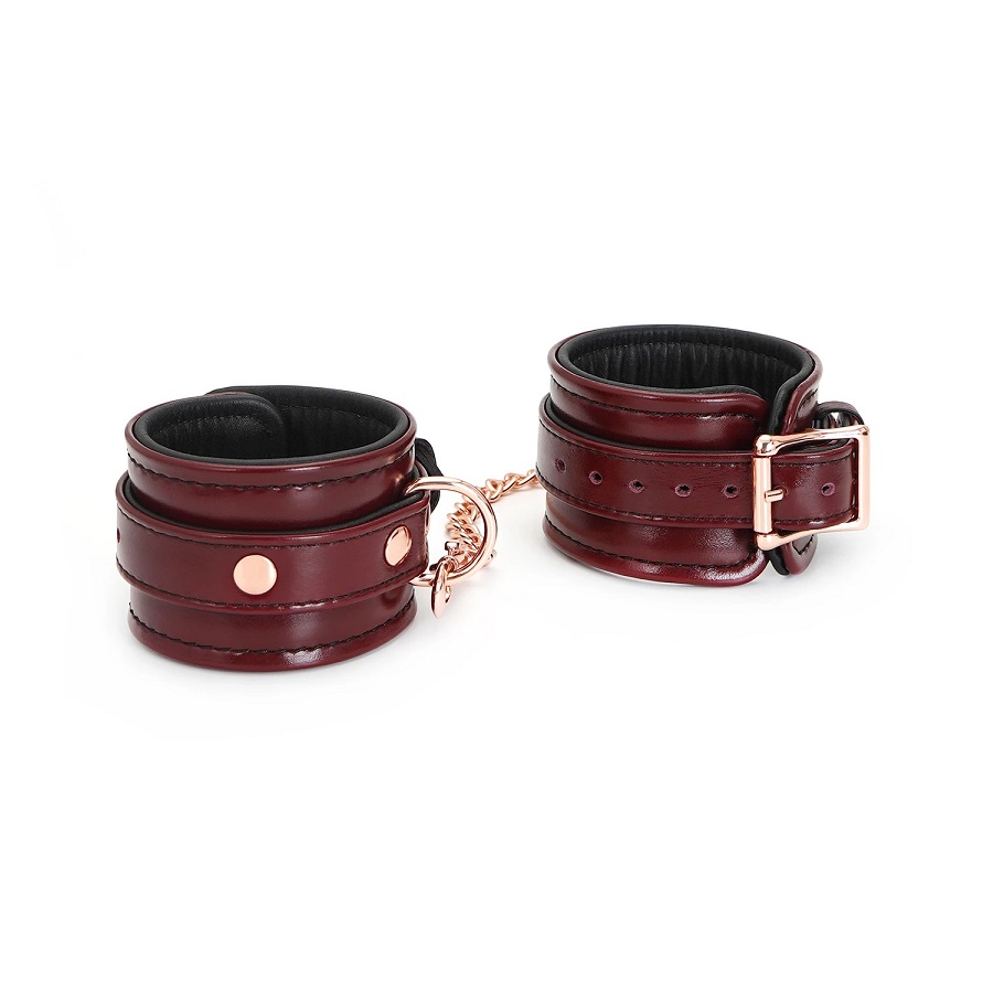 Liebe Seele - Leather Handcuffs - Wine Red