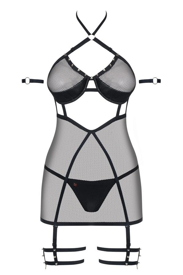 You as a stunning temptress? Sounds like a great idea for to... Obsessive - 858-CHE-1 Chemise & Thong - Black - S/M photo-7