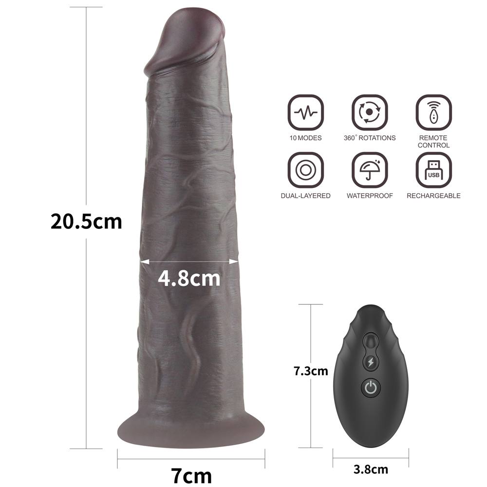 Lovetoy - 8" Dual Layered Rotator Dildo - Brown photo-16