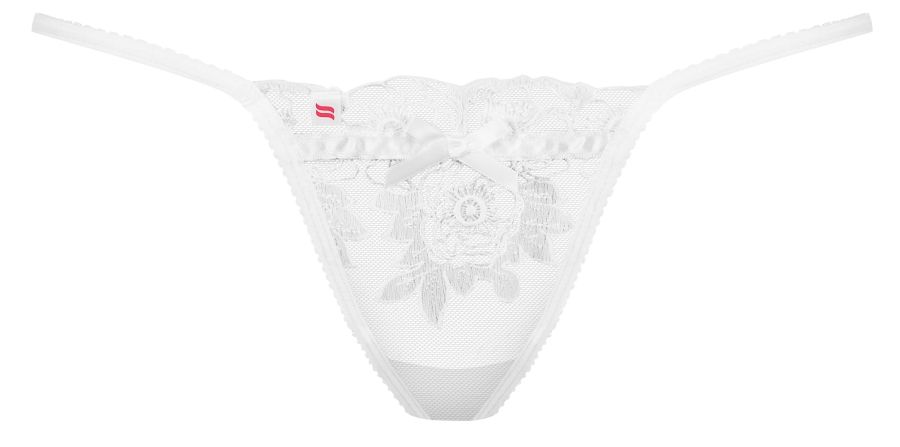 Obsessive - 880-THO-2 細帶蕾絲丁字褲 - 白色 - L/XL 照片-7