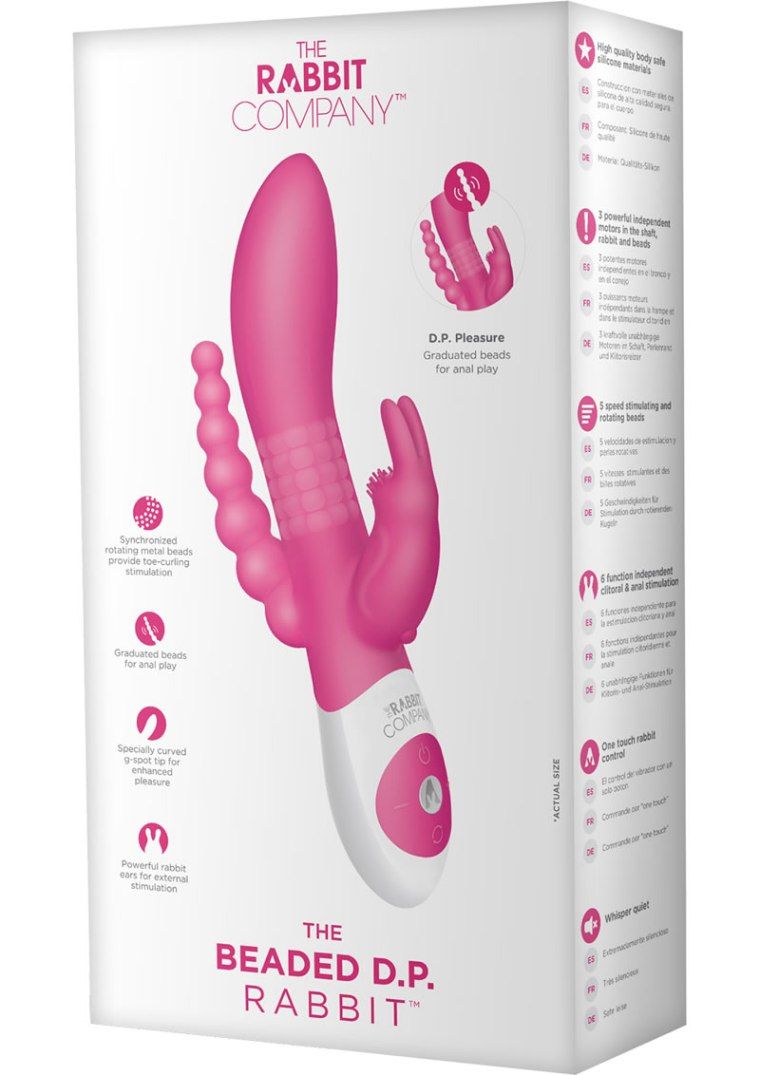 Simultaneously target the g-spot, clitoris and anus with 3 w... TRC - The Beaded DP Rabbit - Hot Pink photo-2