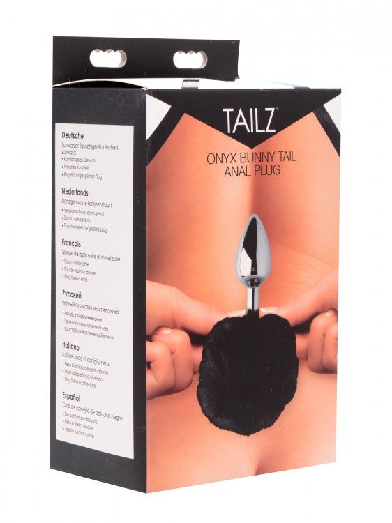 Tailz - Onyx Bunny Tail Metal Anal Plug - Black photo-3