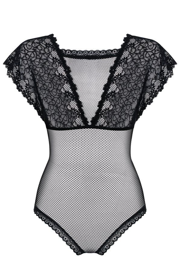 How does it feel to wear this teddy? Amazing! Lacy neckline ... Obsessive - 821-TED-1 Teddy - Black - S/M photo-8