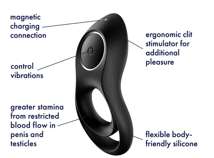 With its two rings for the penis and the testicles, the Sati... Satisfyer - Legendary Duo Vibro Ring - Black photo-5