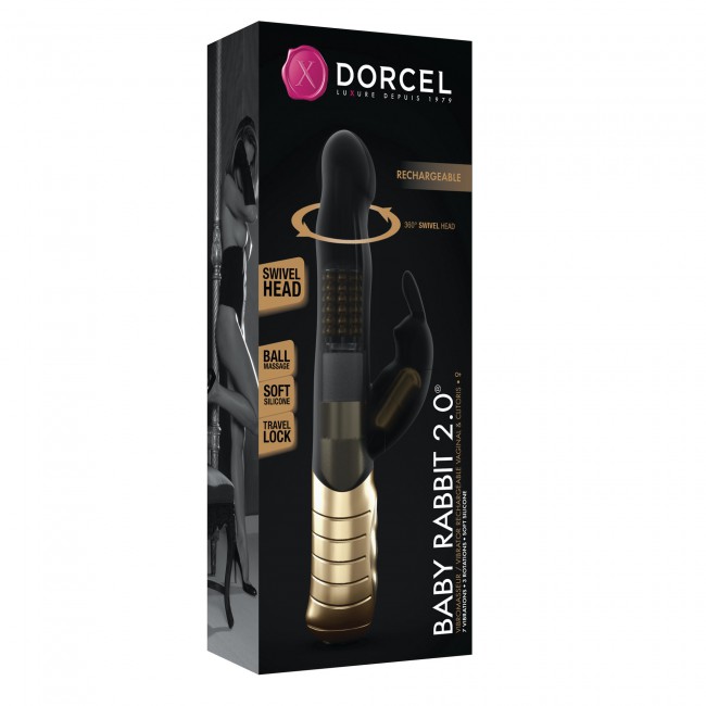 Rabbit vibrator with 3 simultaneous effects: special G-Spot ... Dorcel - Baby Rabbit 2.0 Rotating Vibe - Black photo-8