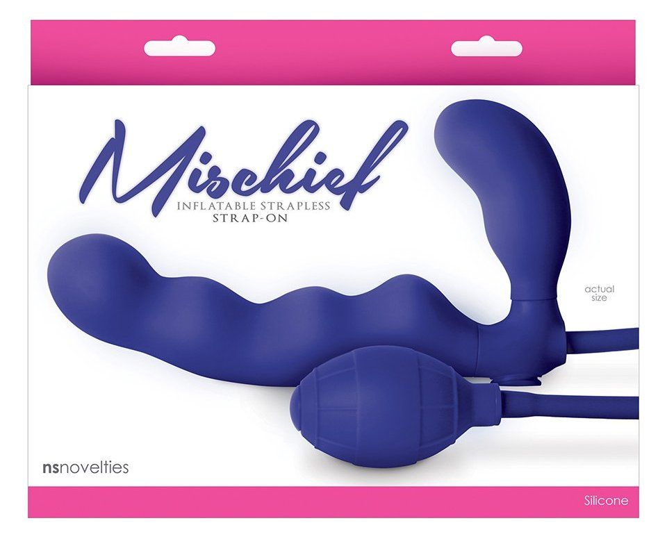 This mischievous inflatable strapless double dildo is design... NS Novelties - Strap On Mischief - Blue photo-7