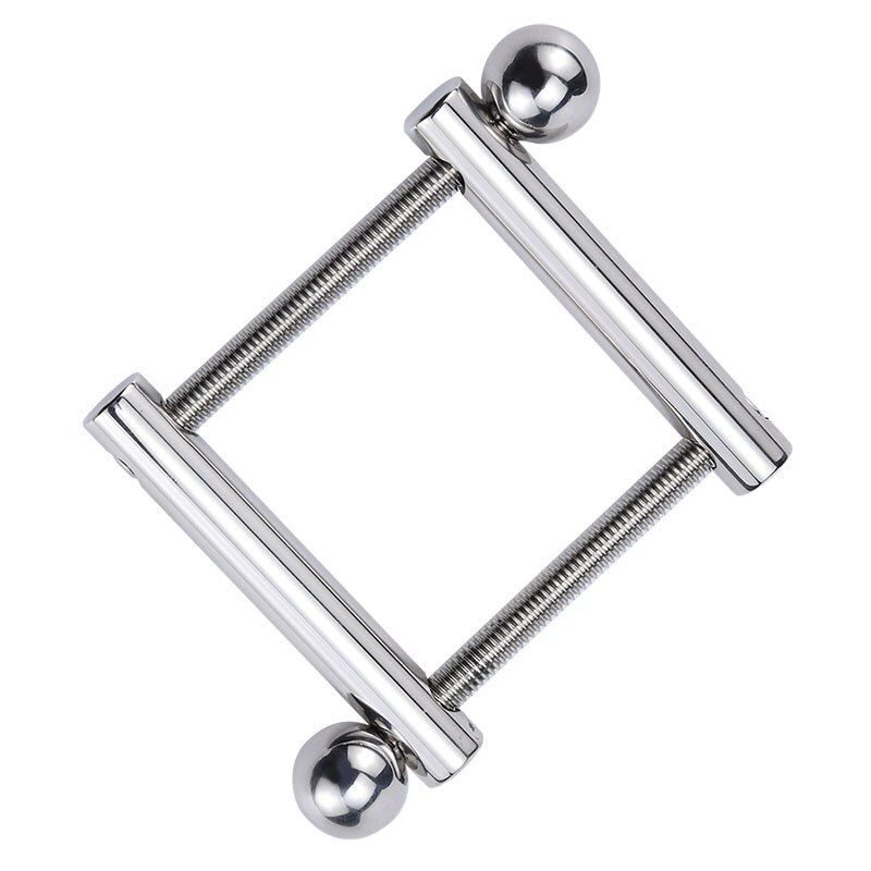 Stainless steel penis bondage lock cock MT - Square Ball Stretcher - Silver photo-7