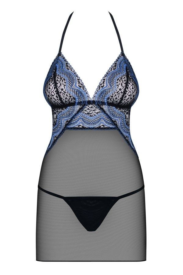 How wild will you be tonight? Here’s our tiny advice. Put on... Obsessive - 844-CHE-1 Chemise & Thong - Black - S/M photo-7