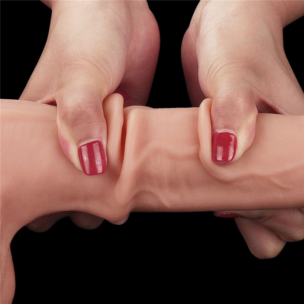 Made with realistic dual-layer sliding-skin material for Iif... Lovetoy - 9.5" Sliding Skin Dual Layer Dildo - Flesh photo-12