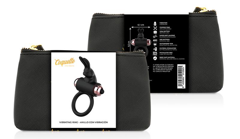 Take control of your lover's pleasure !! Take it anywher... Coquette - Rabbit Vibro Ring - Black photo-9
