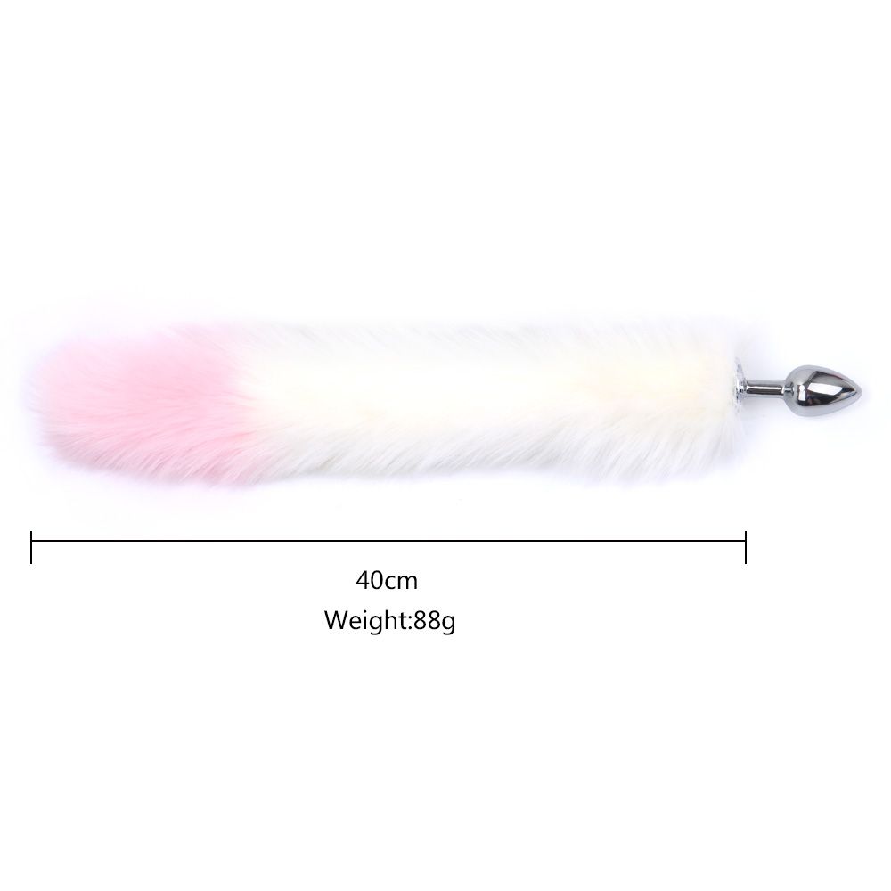 MT - Anal Plug S-size with Artificial wool tail - White/Baby Rose photo-3