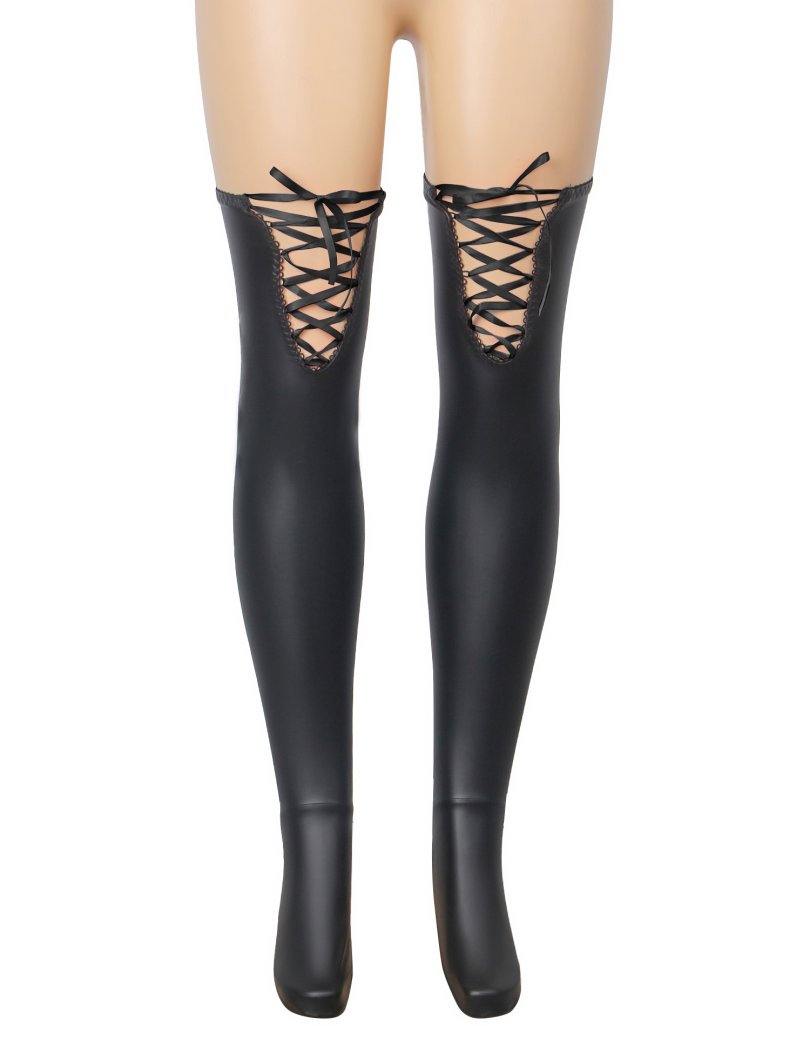 Ohyeah - Cross Straps Stockings - Black - L 照片-7
