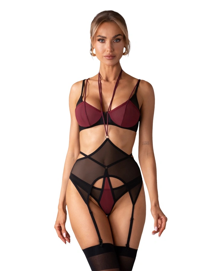 Obsessive - Parisel Set 3 pcs - Burgundy - L/XL photo