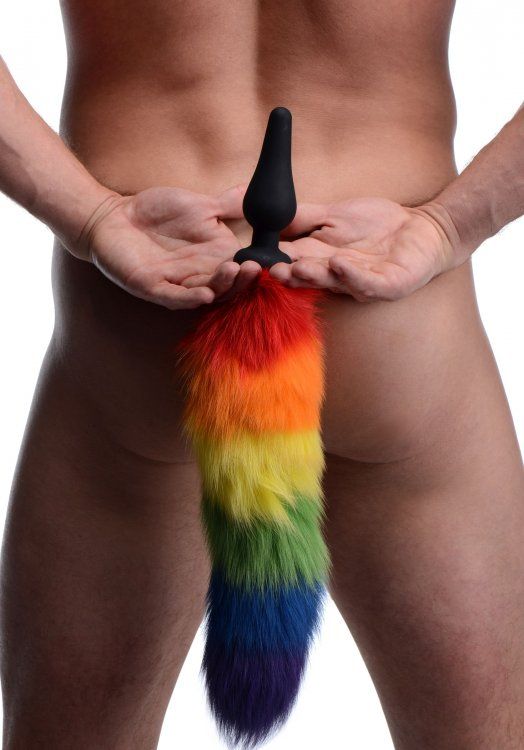 Take your sexual adventures to a fun and playful new place w... Tailz - Rainbow Tail Silicone Butt Plug photo-4