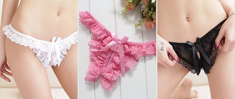 Romantic lace fabric, private opening design, a beautiful bu... SB - Thong T115 - Black photo-10