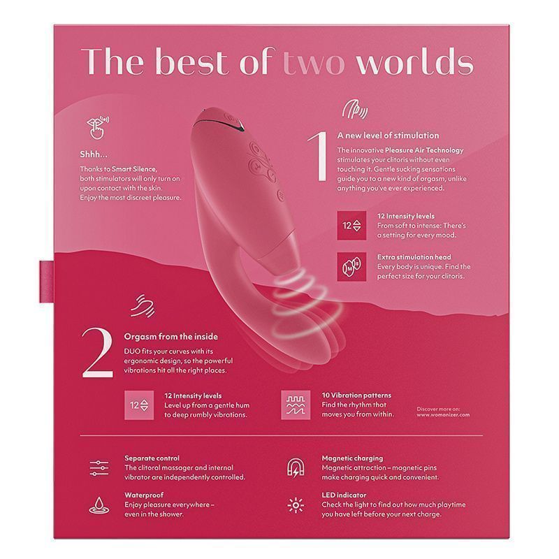 The perfect combination of powerful clitoral and G-spot stim... Womanizer - DUO - Clitoral & G-spot Stimulator - Raspberry photo-8