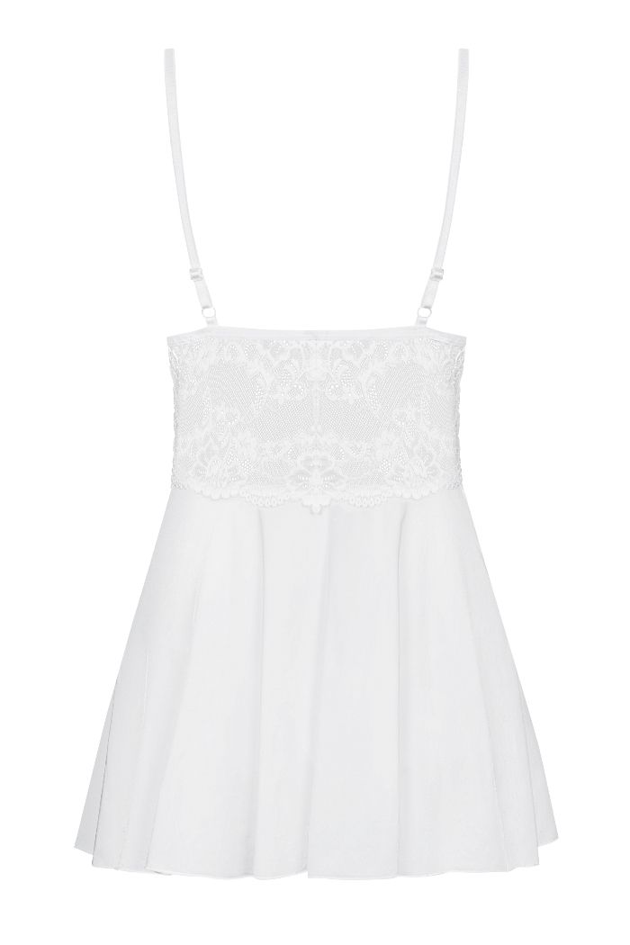 How about a sexy start of this night? Sounds exciting, right... Obsessive - 810-BAB Babydoll & Thong - White - S/M photo-6