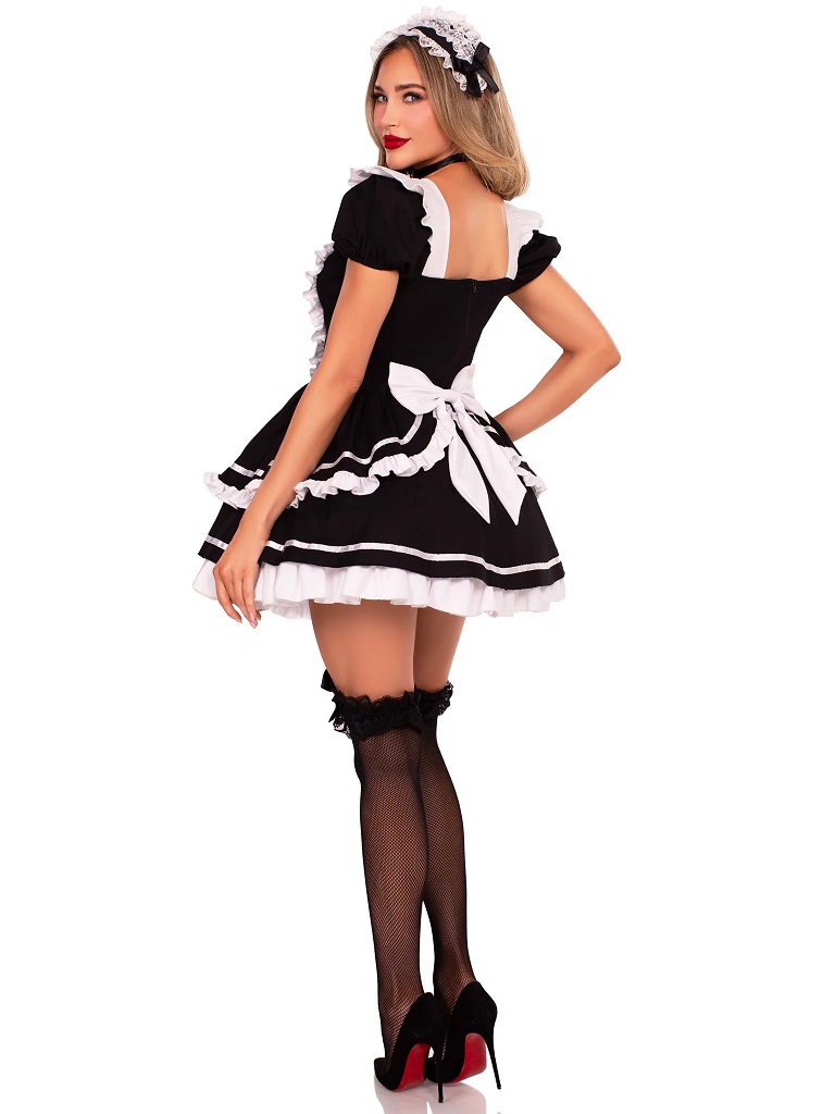 Serve looks - and a little sass - in the 4 PC Maid to Flirt ... Leg Avenue - Maid to Flirt Costume - Black - S photo-6
