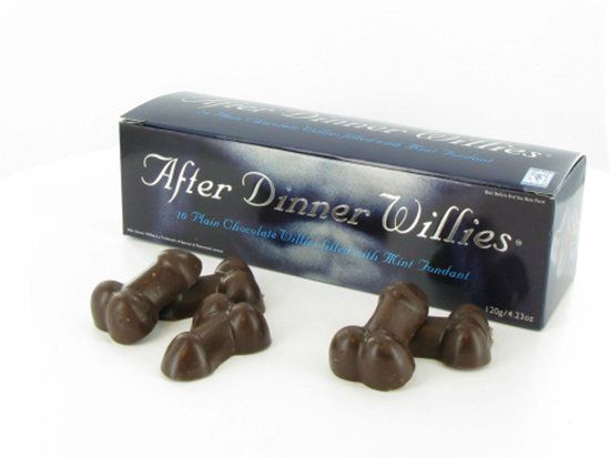 Box of 10 plain chocolate willies filled with Mint Fondant.
... Spencer&Fleetwood - After Dinner Willies photo-3