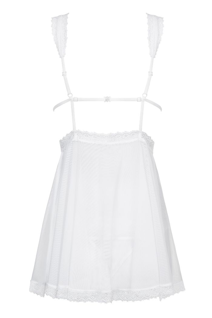 Do you feel like changing into a beautiful temptress? Choose... Obsessive - Swanita Babydoll & Thong - White - XXL photo-6