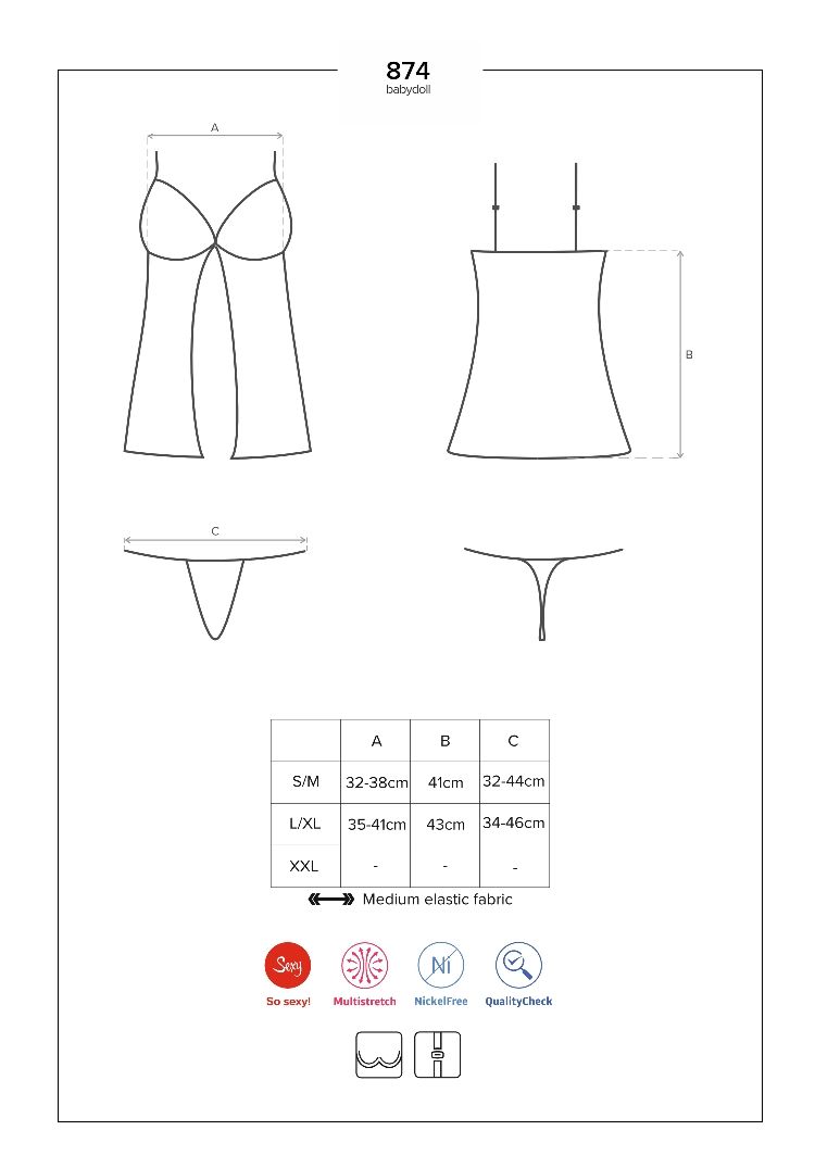 Obsessive - 874-BAB-2 - 連身裙連丁字褲 - 米白色 - L/XL 照片-10