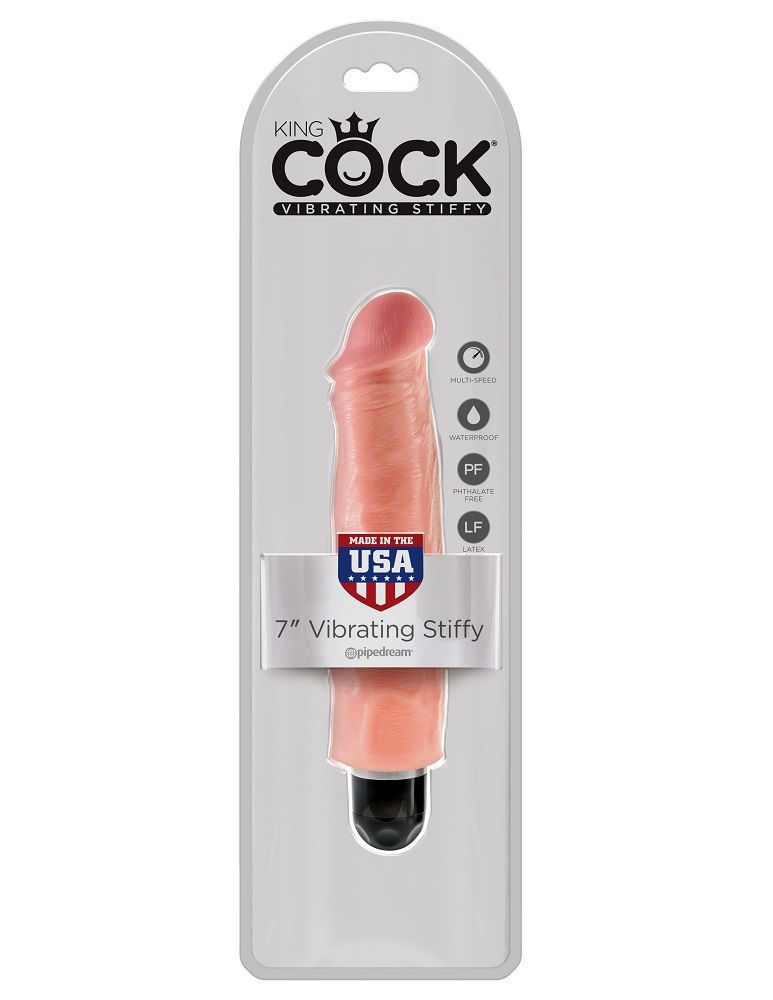 When you’re looking for a realistic vibe that’s always ready... King Cock - Cock 7″ Vibro Stiffy - Flesh photo-3