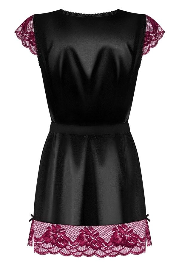 Obsessive - 842-PEI-1 Peignoir & Thong - Black - S/M photo-8