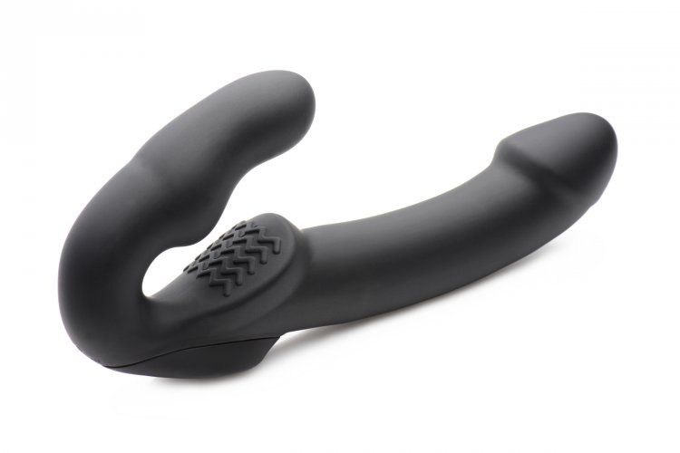Ensure the satisfaction of both you and your lover with an e... Strap U - Evoke Super Charged Vibrating Strapless Dildo - Black photo-4