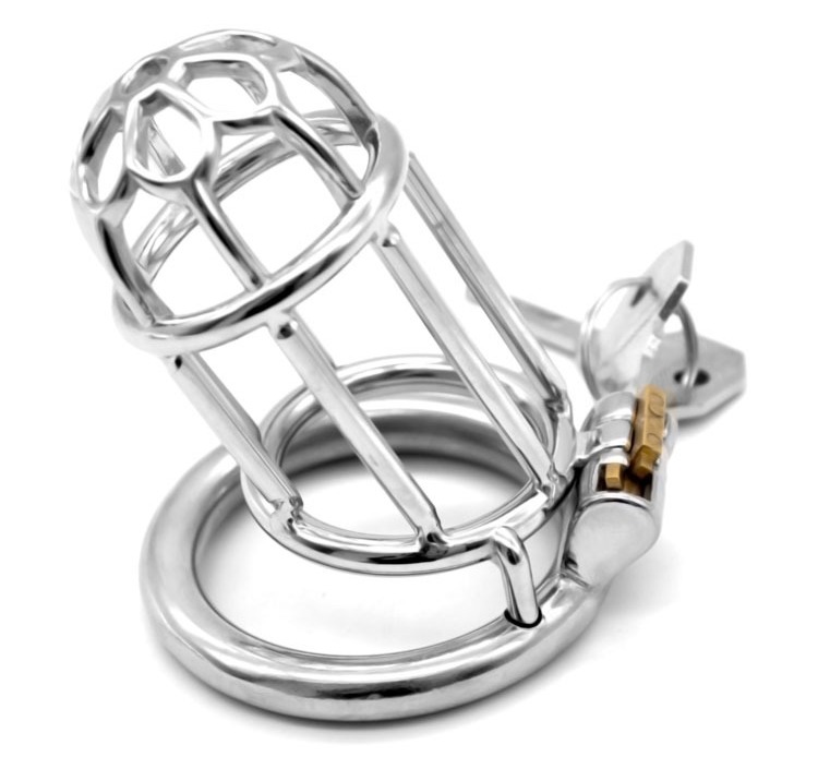 Total high: 75mm &n... FAAK - Chastity Cage 10 Long w Catheter 45mm - Silver photo-3