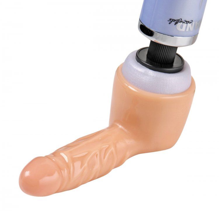 Slip this perfectly sized dildo attachment over the head of ... Wand Essentials - Dildo Delight Realistic Penis Wand Attachment - Flesh photo-3