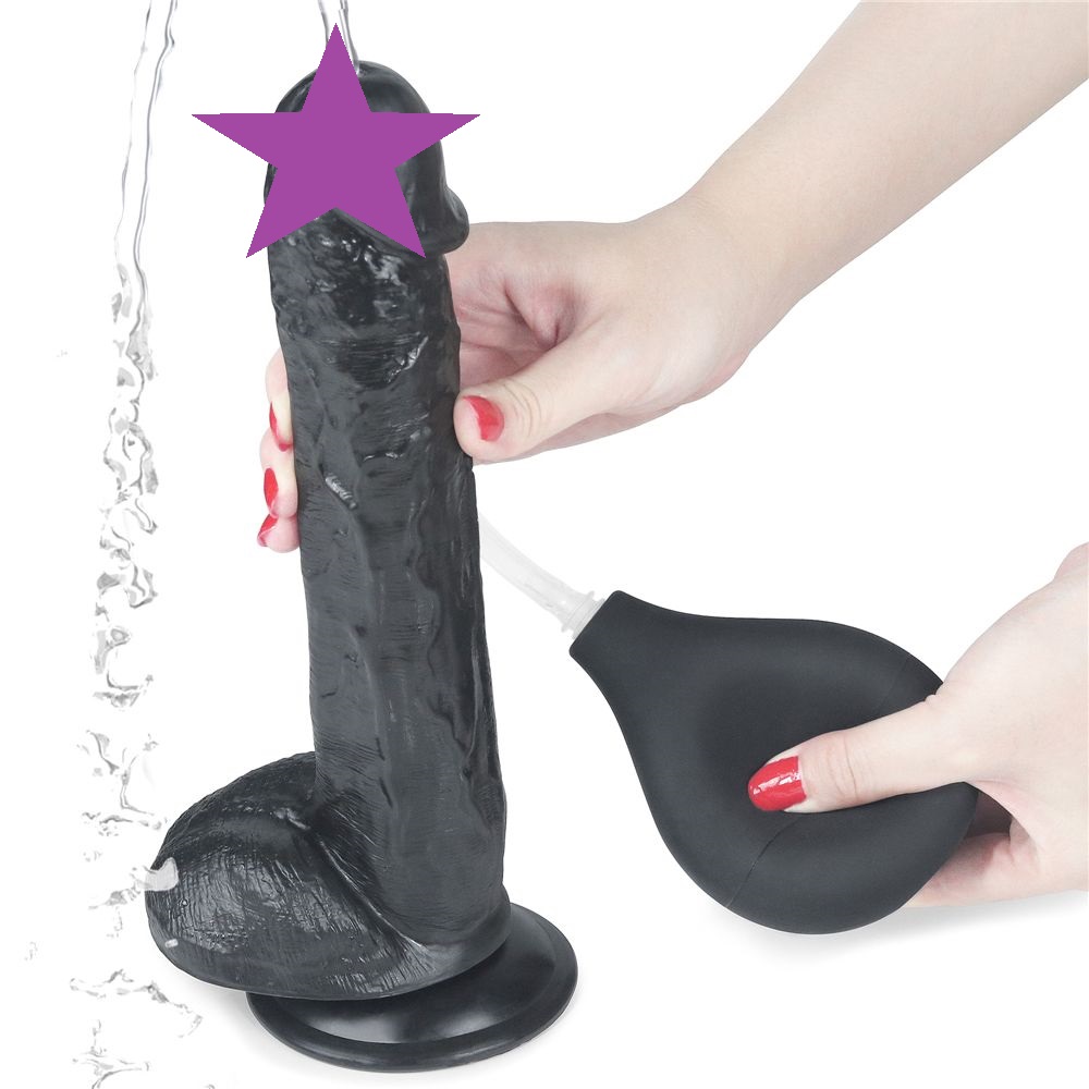 Enjoy lots of horny, squirting fun with this LoveToy squirt ... Lovetoy - 11" Squirt Extreme Dildo - Black photo-2
