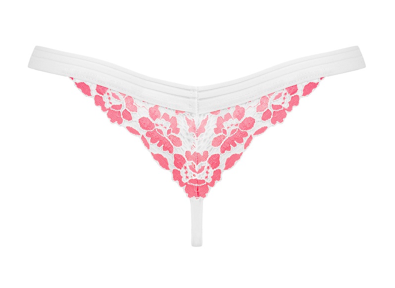 Obsessive - Bloomys Thong - White/Pink - S/M photo-7