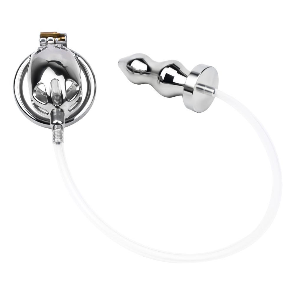 Material: 304 Stainless steel
Cage length: 90mm &... FAAK - Metal Chastity Cage w Catheter & Plug photo-2