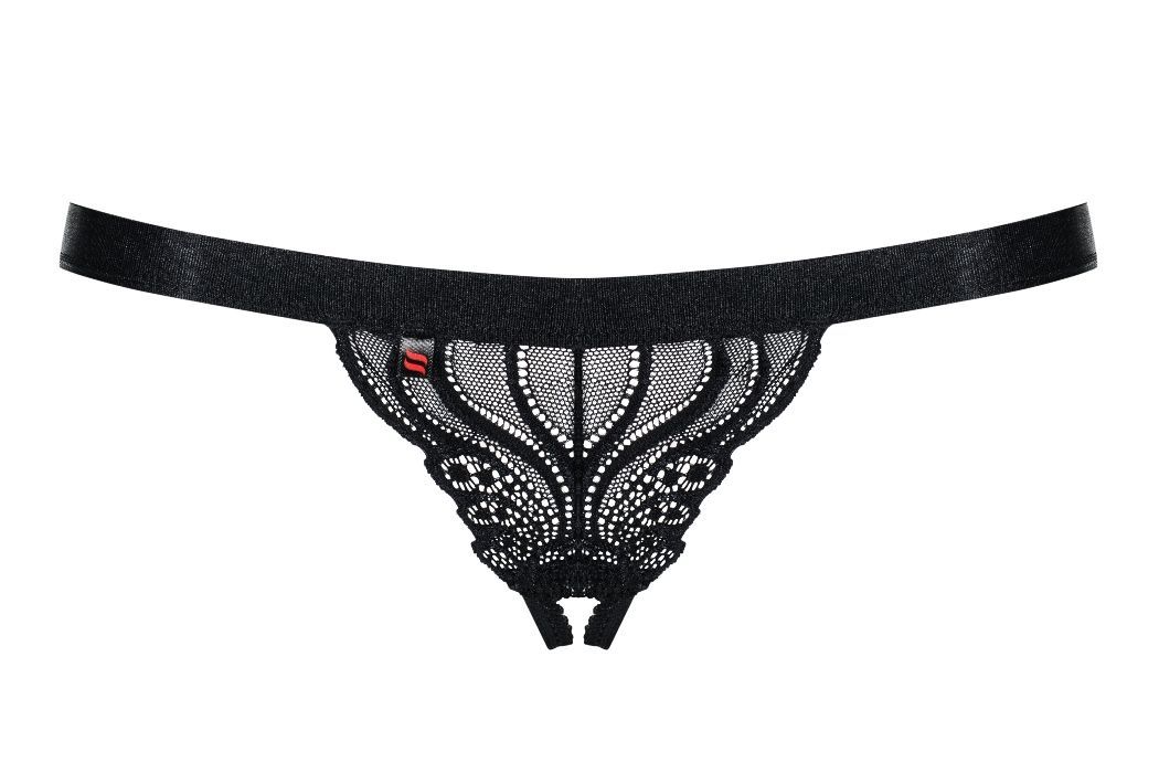 Wanna surprise your lover with something incredibly hot and ... Obsessive - 828-THC-1 Crotchless Thong - Black - L/XL photo-7